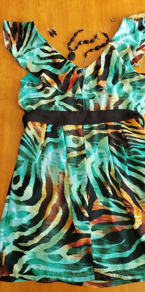 Bisou Bisou  Casual Dress Green/Black Size 16 - Picture 5 of 6